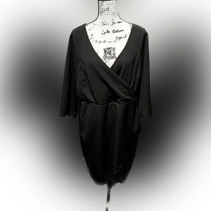 Torrid Insider Collection Wrap Dress V-Neck Long Sleeve Tulip Hem Black 20 (D1)